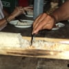 cooked rice in bamboo