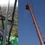 young woman preparing to bungy jump