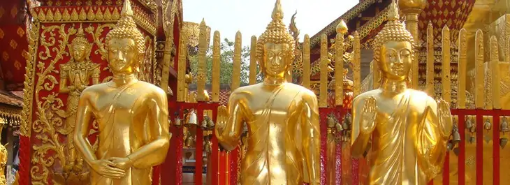 golden buddha statues at doi suthep temple