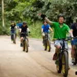 group of people riding on e-bikes