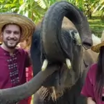man and woman at elephant rescue park