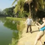 couple fishing in lake