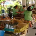 group of women making umbrellas at bo sang