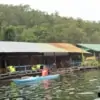 kayaking through a lake