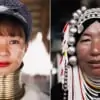 long neck karen and akha women in traditional costumes