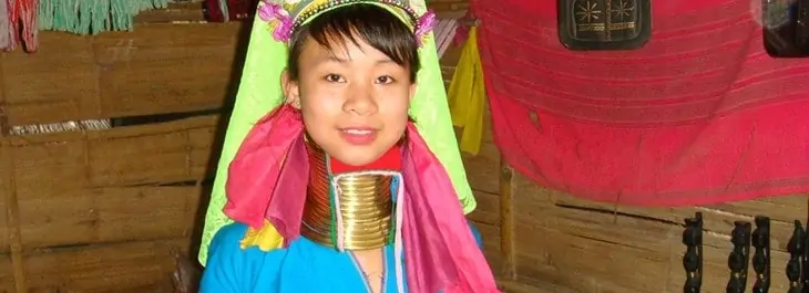 long neck karen woman in traditional costume