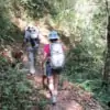 couple trekking through mae kampong
