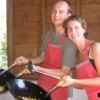 couple learning authentic thai cooking