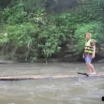 traditional thai rafting alove a river
