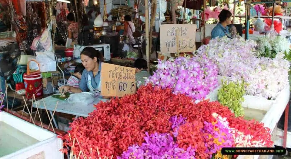 local orchid flowers stall at warorot market