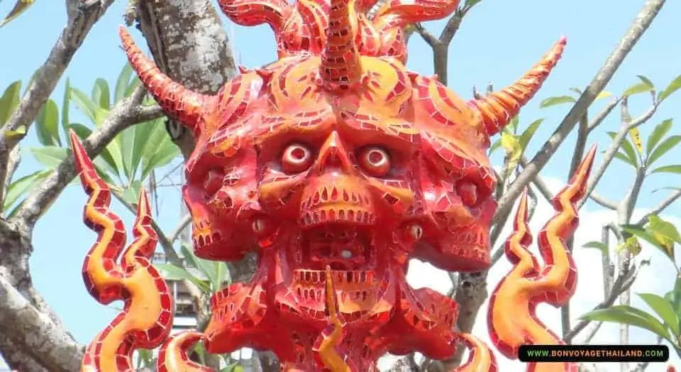 demon statue at white temple (wat rong khun) in chiang rai