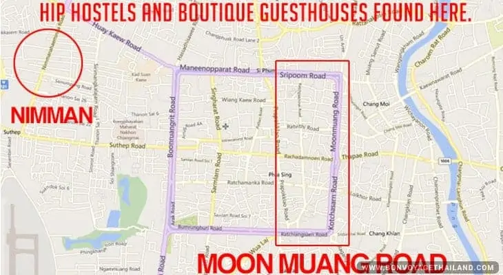 backpacers' chiang mai city map