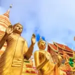 golden buddha statues at doi suthep temple