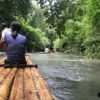 Bamboo rafting going slowly