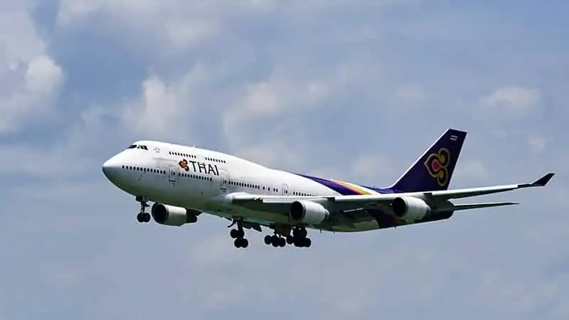 thai aircraft in sky