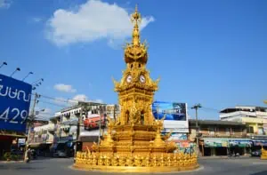 Chiang Rai Clock Tower Gloden day time
