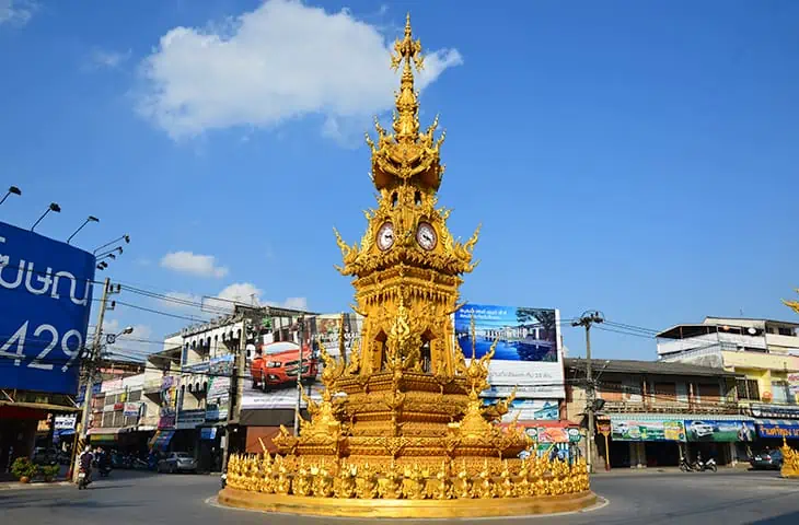 Chiang Rai Clock Tower Gloden day time